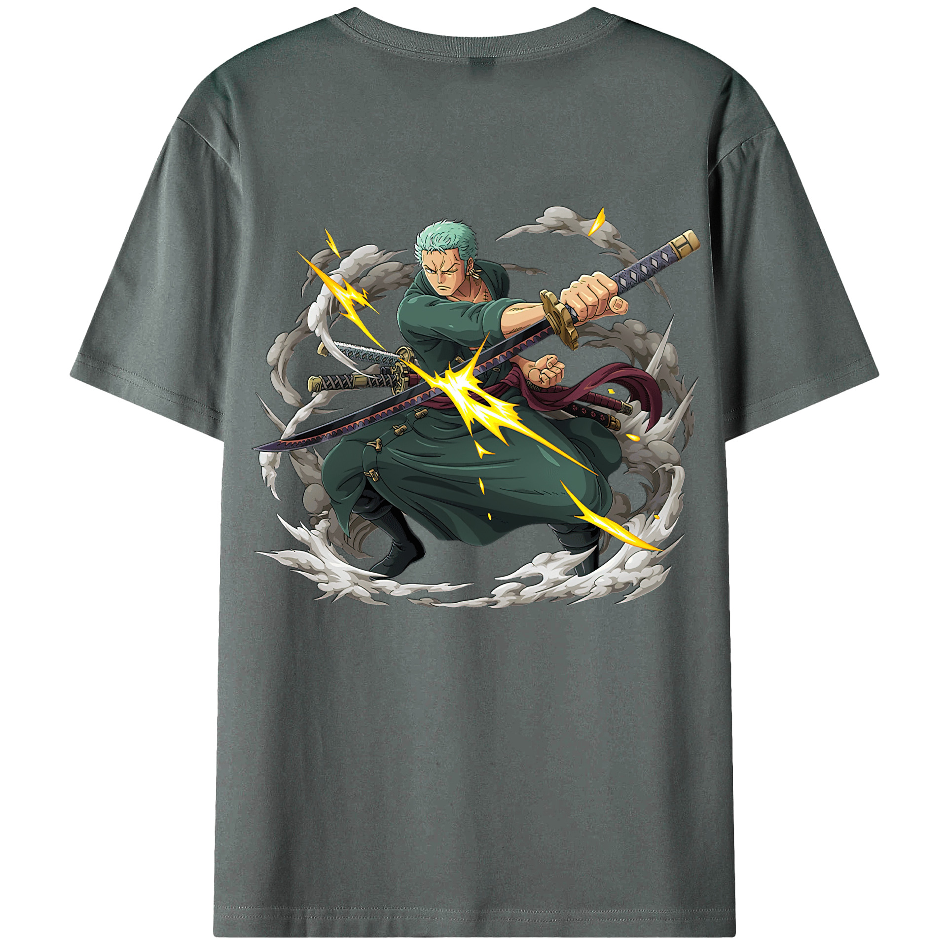 ワンピース ロロノア・ゾロ ONE PIECE Roronoa Zoro 綿100％ メンズ半袖Tシャツ（バックプリント） 通気性